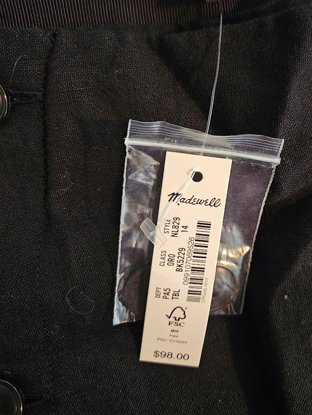 Wrap Midi Skirt 14 Black Linen-Cotton Blend NL829 - Picture 5 of 8